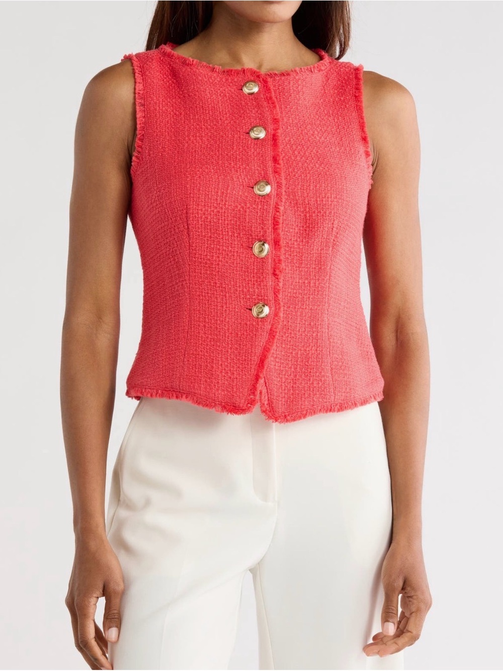 Cinq a Sept Textured Button-Front Tank Top